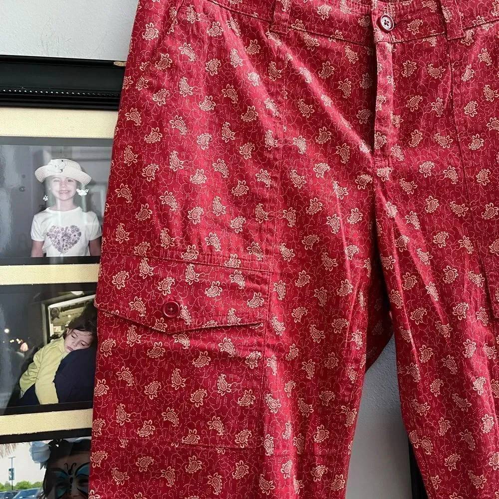 Vintage Ralph Ralph Lauren Red Paisley Cargo Dress Pants sz 4 EUC